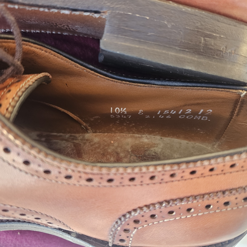 Allen Edmonds 10.5E Tan Leather Oxfords